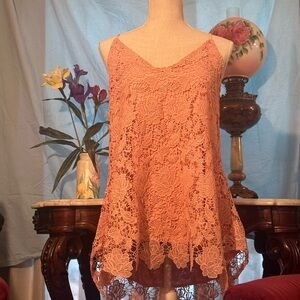 Astars Peach Lace Tunic Top